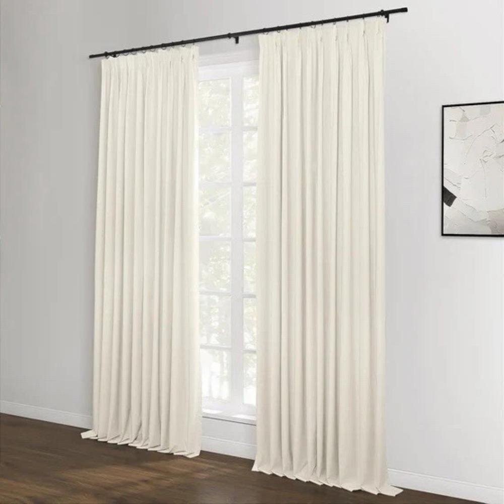 TWOPAGES Lila Thermal Insulated Pleated Curtains Beige (2) 72"Wx108"L NEW